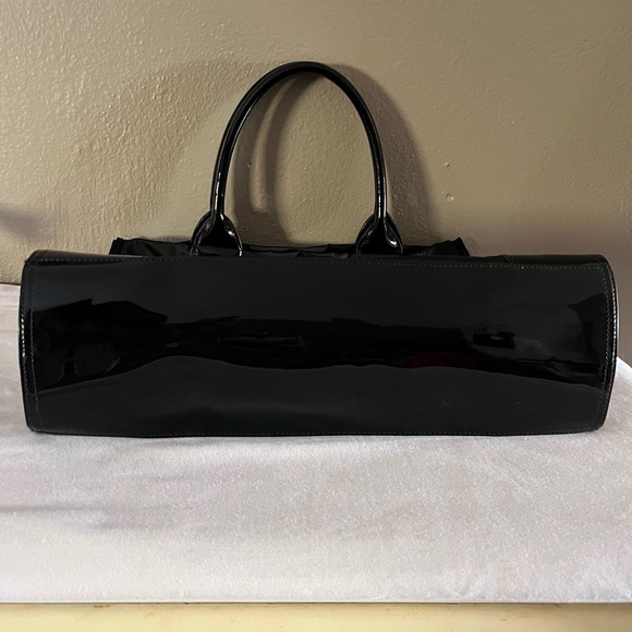 Tory Burch Ella Patent Nylon Tote Large In Black - Picture 12 of 17